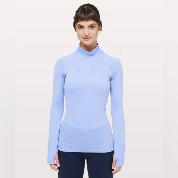 Lululemon Rest Less Mock Neck Long Sleeve Textured Pullover In Hydrangea Blue L - Picture 2 of 12